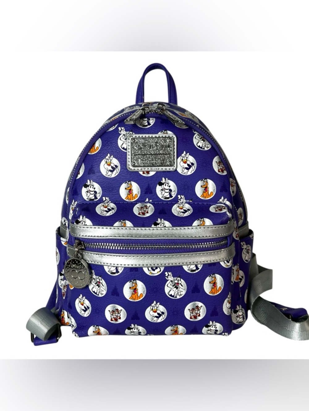 Loungefly Disney Parks 100 Mini Backpack Purple Silver Anniversary Collectible